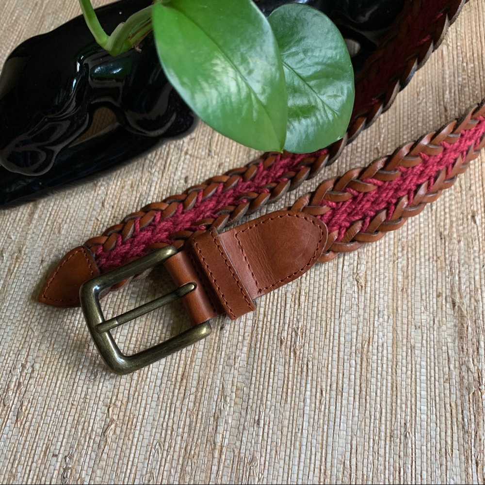 Fossil Leather/Cotton Braid Belt